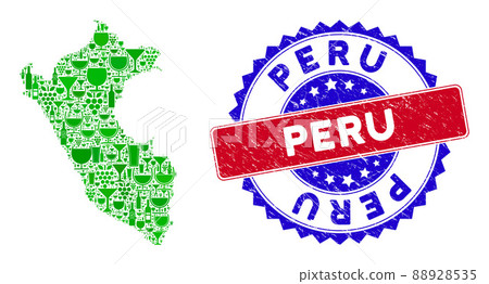 Bicolor Peru Distress Seal with Winery Composition of Peru Map Bicolor Peru Distress Seal with Winery Composition of Peru Map 88928535