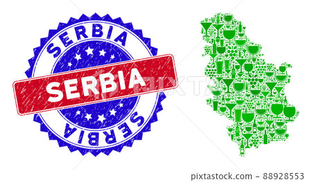 Bicolor Serbia Grunge Seal and Collage of Serbia Map Bicolor Serbia Grunge Seal and Collage of Serbia Map 88928553