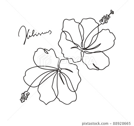 Beautiful hibiscus flower pattern. Line art concept design. Beautiful hibiscus flower pattern. Line art concept design. 88928665