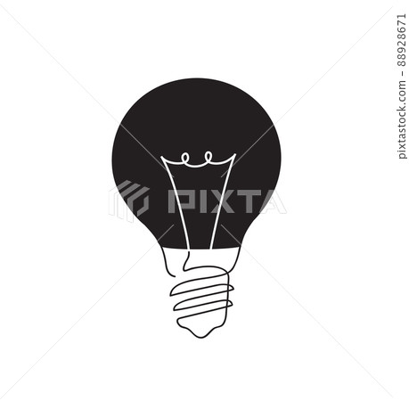 Earth Hour eco symbol. Light bulb continuous line art drawing. Earth Hour eco symbol. Light bulb continuous line art drawing. 88928671