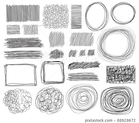 Scribble lines set. Collection of doodles hatching design elements. Vector simple illustration Scribble lines set. Collection of doodles hatching design elements. Vector simple illustration 88928672