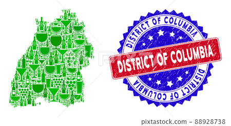 Bicolor District of Columbia Distress Rubber Stamp and Composition of Baden-Wurttemberg Land Map 88928738