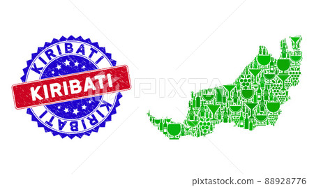 Bicolor Kiribati Textured Seal with Collage of Sarawak State Map Bicolor Kiribati Textured Seal with Collage of Sarawak State Map 88928776