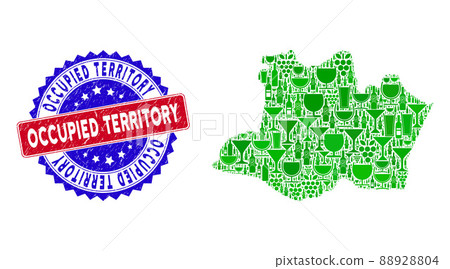 Bicolor Occupied Territory Scratched Seal Stamp and Collage of Amazonas State Map Bicolor Occupied Territory Scratched Seal Stamp and Collage of Amazonas State Map 88928804