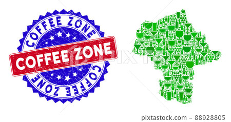 Bicolor Coffee Zone Grunge Seal Stamp and Composition of Mazovia Province Map 88928805