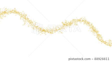 Slim horizontal wavy strip sprinkled with crumbs golden texture. Background Gold dust isolated. Slim horizontal wavy strip sprinkled with crumbs golden texture. Background Gold dust isolated. 88928811