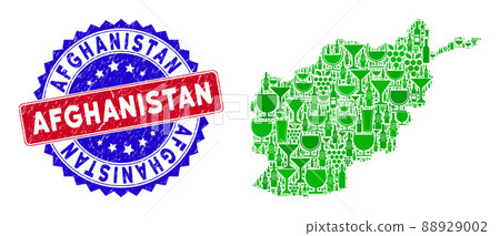 Bicolor Afghanistan Distress Seal Stamp with Wine Collage of Afghanistan Map Bicolor Afghanistan Distress Seal Stamp with Wine Collage of Afghanistan Map 88929002
