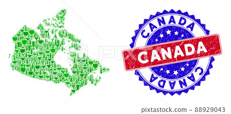 Bicolor Canada Grunge Seal Stamp and Wine Composition of Canada Map Bicolor Canada Grunge Seal Stamp and Wine Composition of Canada Map 88929043