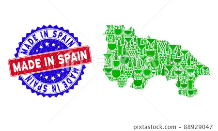 Bicolor Made in Spain Scratched Seal and Winery Composition of La Rioja of Spain Map Bicolor Made in Spain Scratched Seal and Winery Composition of La Rioja of Spain Map 88929047
