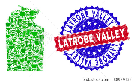Bicolor Latrobe Valley Textured Seal Stamp and Winery Collage of Australian Northern Territory Map 88929135