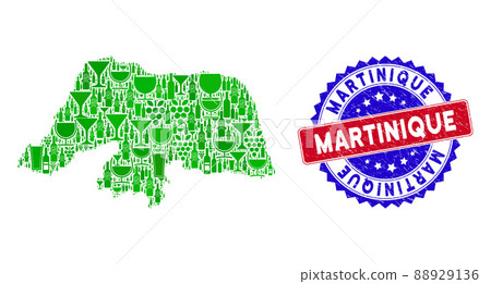 Bicolor Martinique Textured Seal Stamp and Composition of Rio Grande Do Norte State Map 88929136