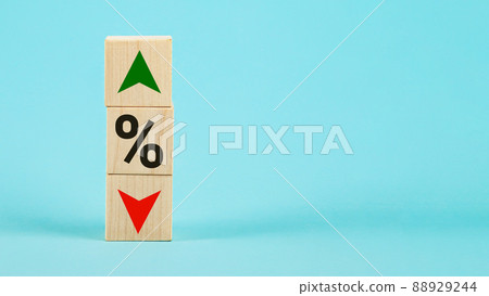 Cube block with percentage symbol icon. Interest rate financial Cube block with percentage symbol icon. Interest rate financial 88929244