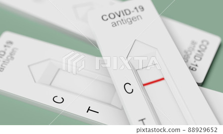 Negative test result by using rapid test device for COVID-19. 3d illustration Negative test result by using rapid test device for COVID-19. 3d illustration 88929652