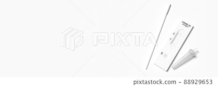 Corona virus antigen fast test. Lab card kit test for COVID-19. 3d illustration 88929653