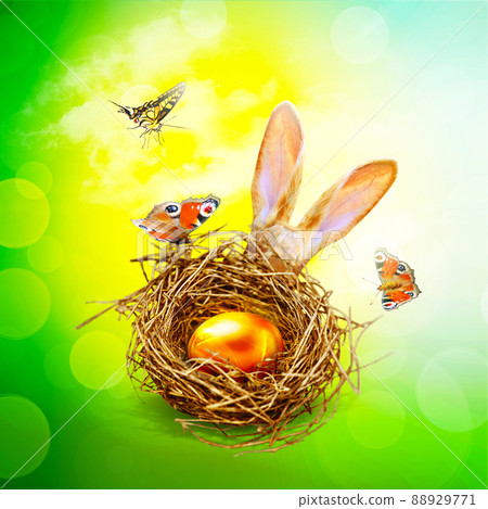 Funny Easter bunny. Happy Easter holiday concept. Funny Easter bunny. Happy Easter holiday concept. 88929771