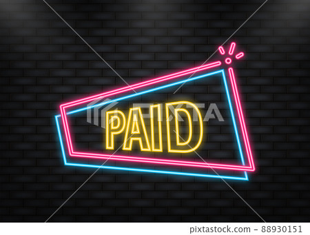 Neon Icon. Paid for banner design. Red paid on white background. Grunge texture Neon Icon. Paid for banner design. Red paid on white background. Grunge texture 88930151