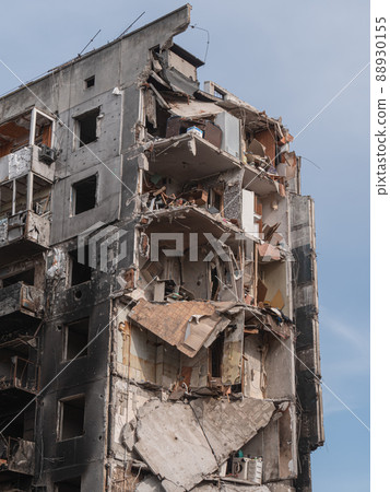 War in Ukraine, ruined building after bombing. War in Ukraine, ruined building after bombing. 88930155