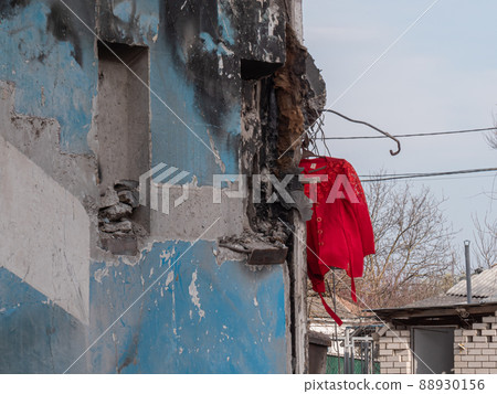 War in Ukraine, ruined building after bombing. War in Ukraine, ruined building after bombing. 88930156
