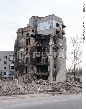 Russia's war against Ukraine. Russian bomb hit the civilian buildings. 88930647