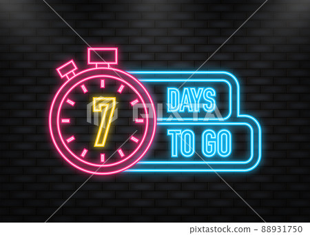 Neon Icon. 7 Days to go poster in flat style. Vector illustration for any purpose 88931750