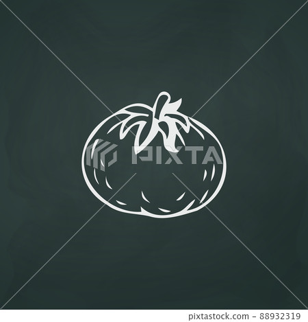 Ripe tomato thin white lines on a textural dark background - Vector Ripe tomato thin white lines on a textural dark background - Vector 88932319
