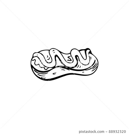 Eclair cake thin black lines on a white background - Vector Eclair cake thin black lines on a white background - Vector 88932320
