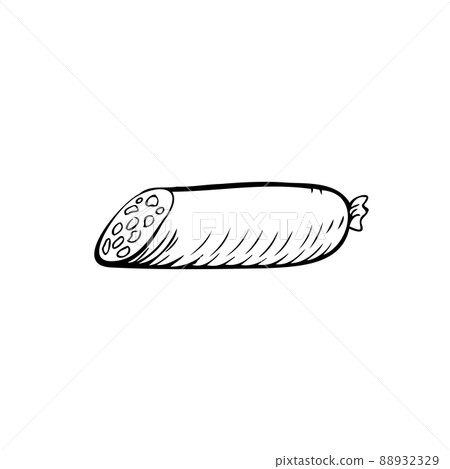 Sausage thin black lines on a white background - Vector Sausage thin black lines on a white background - Vector 88932329