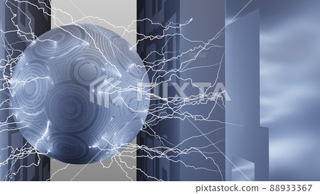 CG 閃電:一個會放電的球體和一個帶有圖案的立方體 CG 閃電:一個會放電的球體和一個帶有圖案的立方體 88933367