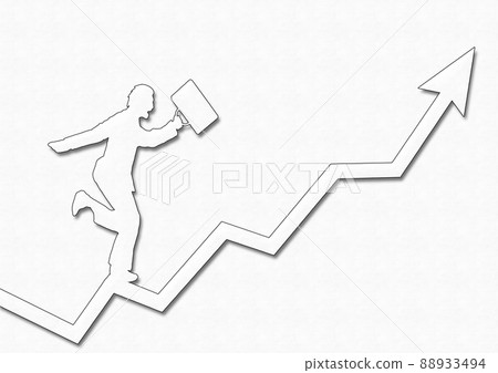 一個商人在向右上升的箭頭上奔跑 88933494