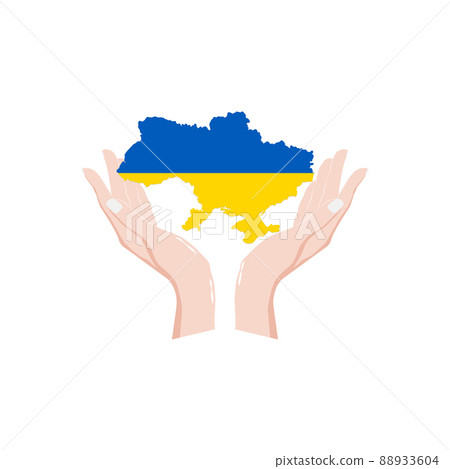Two hands support the map in concept help Ukraine Two hands support the map in concept help Ukraine 88933604