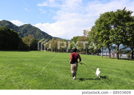 [北海道]夏天和狗一起散步 洞爺湖“有珠山噴發紀念公園” 88933609