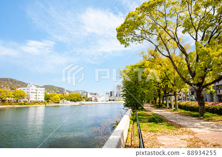 It is an urban landscape with a view of the river. You can see the direction of Yokogawa Station and Nakahiromachi. Please in a bright city background. Hiroshima city It is an urban landscape with a view of the river. You can see the direction of Yokogawa Station and Nakahiromachi. Please in a bright city background. Hiroshima city 88934255