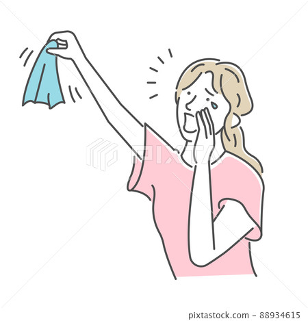 女人揮舞著手帕和哀悼告別（上身）矢量圖 88934615