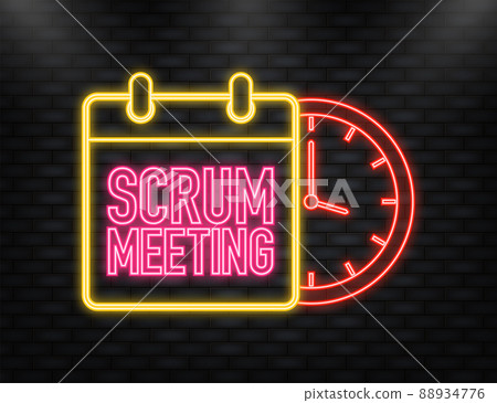 Neon Icon. Flat icon with scrum meeting. Project development illustration. Vector icon. 88934776