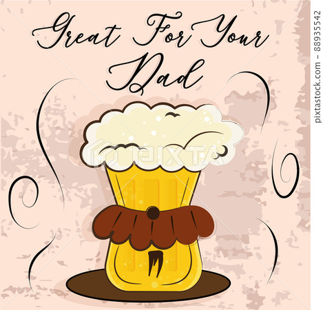 Isolated cute beer glass cartoon Happy father day retro template Vector Isolated cute beer glass cartoon Happy father day retro template Vector 88935542