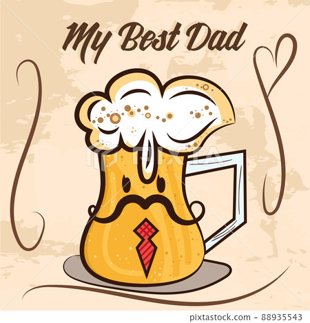 Isolated cute beer glass cartoon Happy father day retro template Vector Isolated cute beer glass cartoon Happy father day retro template Vector 88935543