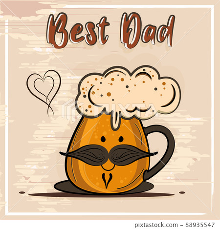 Isolated cute beer glass cartoon Happy father day retro template Vector Isolated cute beer glass cartoon Happy father day retro template Vector 88935547