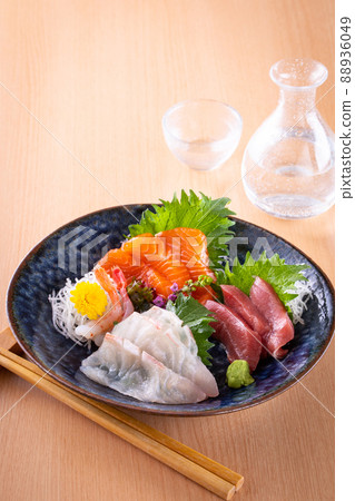 Assorted sashimi and cold sake Assorted sashimi and cold sake 88936049