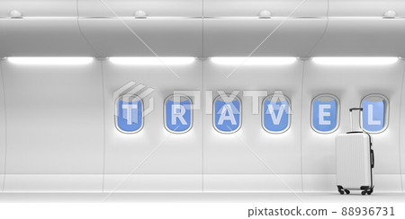 Plane portholes with TRAVEL text, 3d rendering Plane portholes with TRAVEL text, 3d rendering 88936731