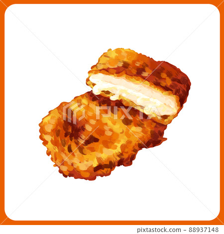 Hand-painted watercolor thick-painted cheese chicken cutlet illustration 88937148