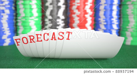 Forecast text on playing cards on the table, 3d rendering Forecast text on playing cards on the table, 3d rendering 88937194