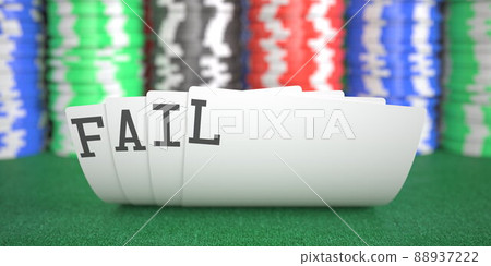A hand of playing cards with fail text. 3d rendering A hand of playing cards with fail text. 3d rendering 88937222
