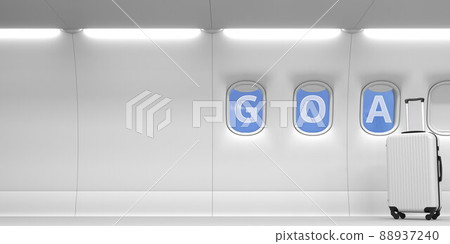 Plane portholes with GOA text, 3d rendering 88937240