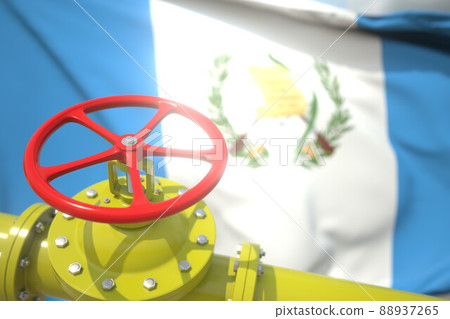 Pipe valve close-up and flag of Guatemala, 3d rendering Pipe valve close-up and flag of Guatemala, 3d rendering 88937265