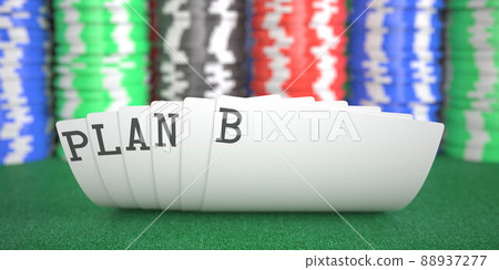 Plan b text on playing cards on the table, 3d rendering Plan b text on playing cards on the table, 3d rendering 88937277