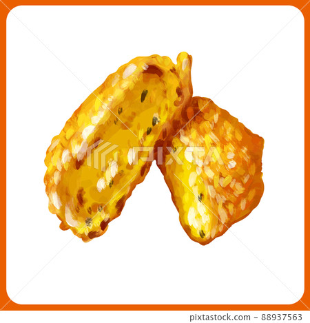 Hand-painted watercolor thick-painted pumpkin croquette illustration 88937563