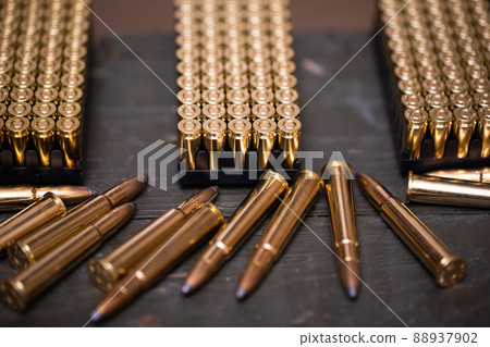 A collection of live ammunition ready to be issued to fighting soldiers. 88937902