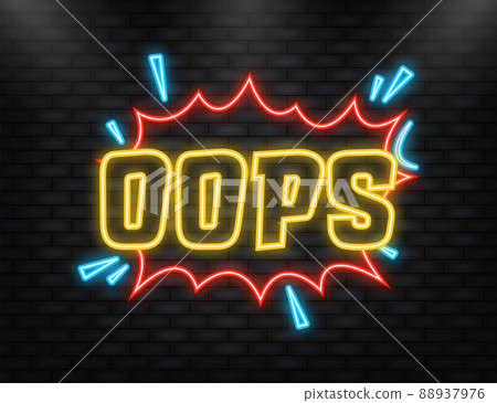 Neon Icon. Oops in vintage style. Cartoon style vector. Pop art. Vector text. Wow effect 88937976