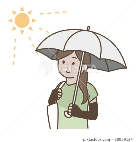 Illustration of a woman taking sunburn measures 88939124