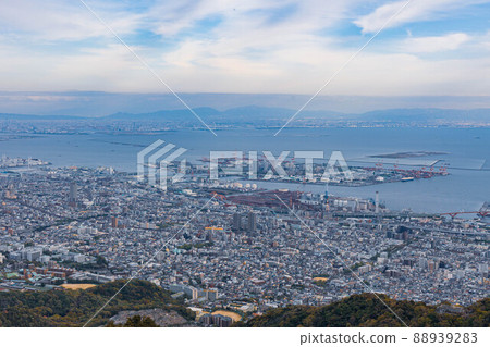 The streets of Kobe as seen from Kikuseidai on Mt. Maya The streets of Kobe as seen from Kikuseidai on Mt. Maya 88939283